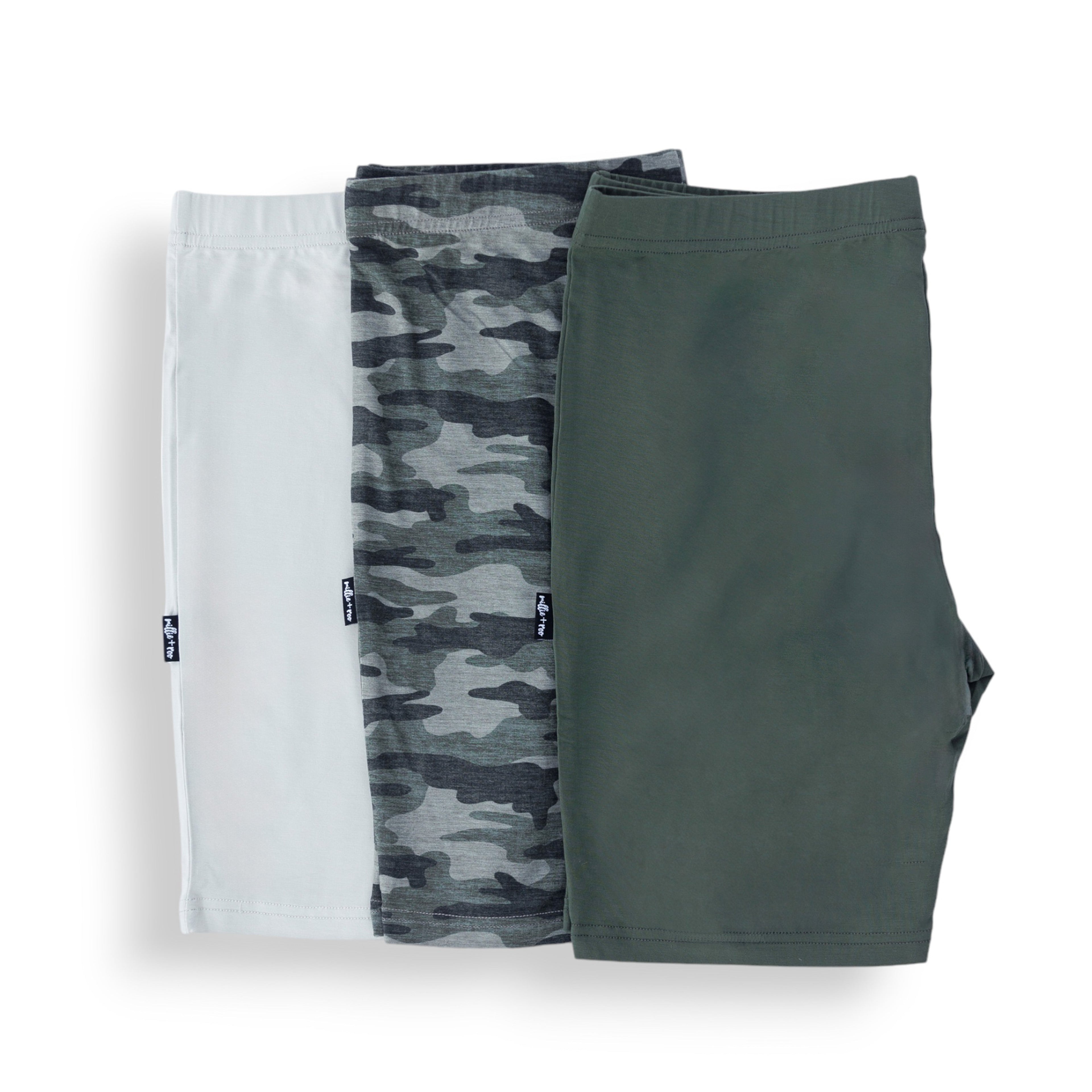 BIKER SHORTS- 3 Pack- Chris Camo, Moss + Clay